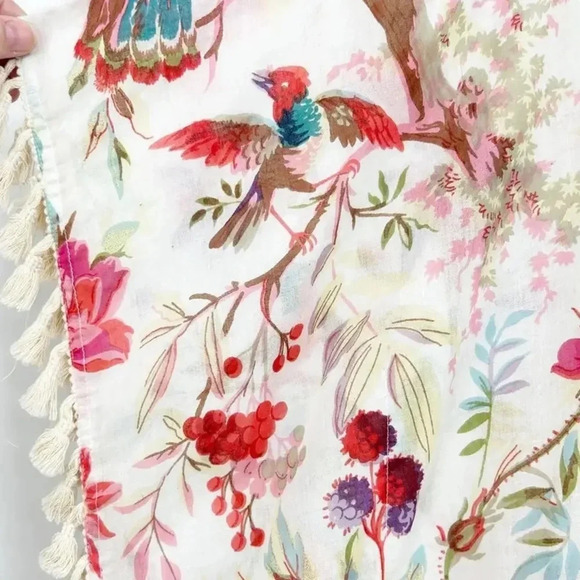 Z & L Beach Tropical Floral Bird Tassel Fringe Kimono Swim Cover Up Size M L NWT - Picture 5 of 9